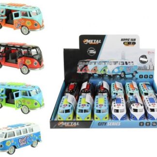 Toi‑Toys – metallinen Retro-bussi ”Flower Power” valolla ja ääne