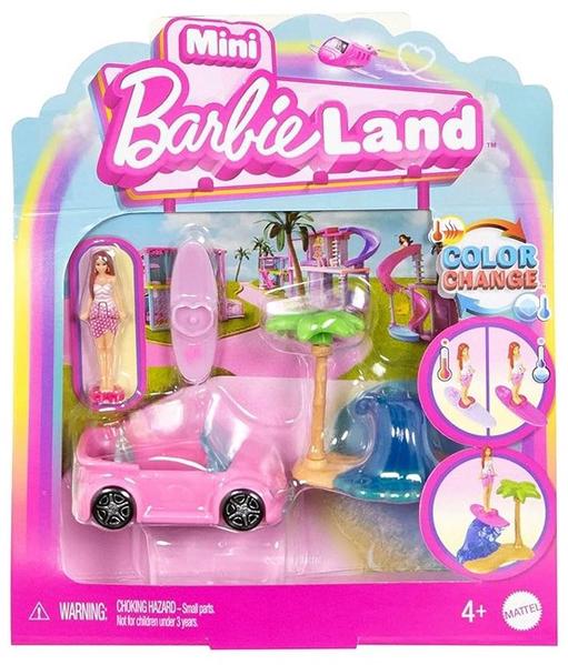 Mini Barbie Land Playset Doll with vehicle Color Change 14x15cm